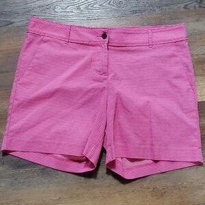 Isaac Mizrahi new york pink dotted flat front shorts euc